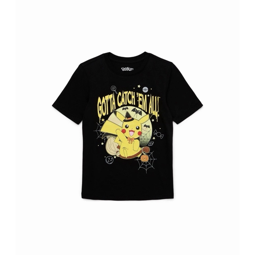 Pikachu Pokemon Spooky Halloween Boys Short Sleeve Graphic T-Shirt Size XL